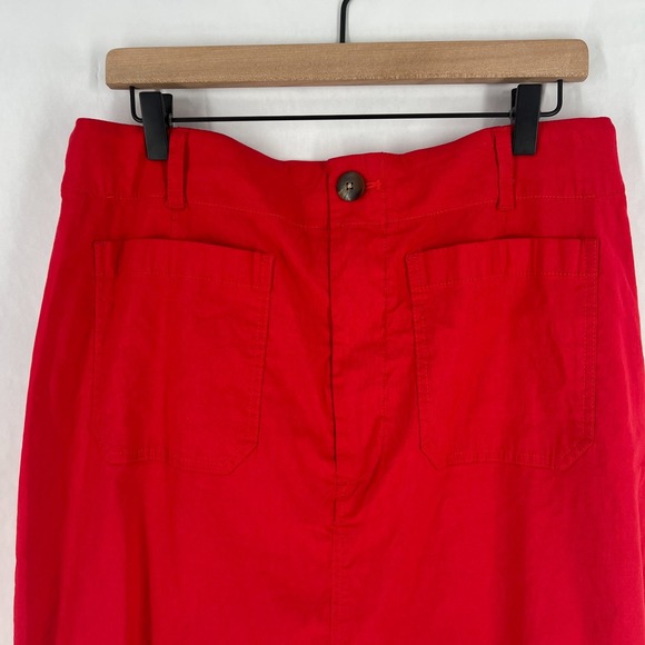 Anthropologie Maeve The Colette Midi Skirt Womens XL Red Classic Front Pockets - Picture 2 of 15